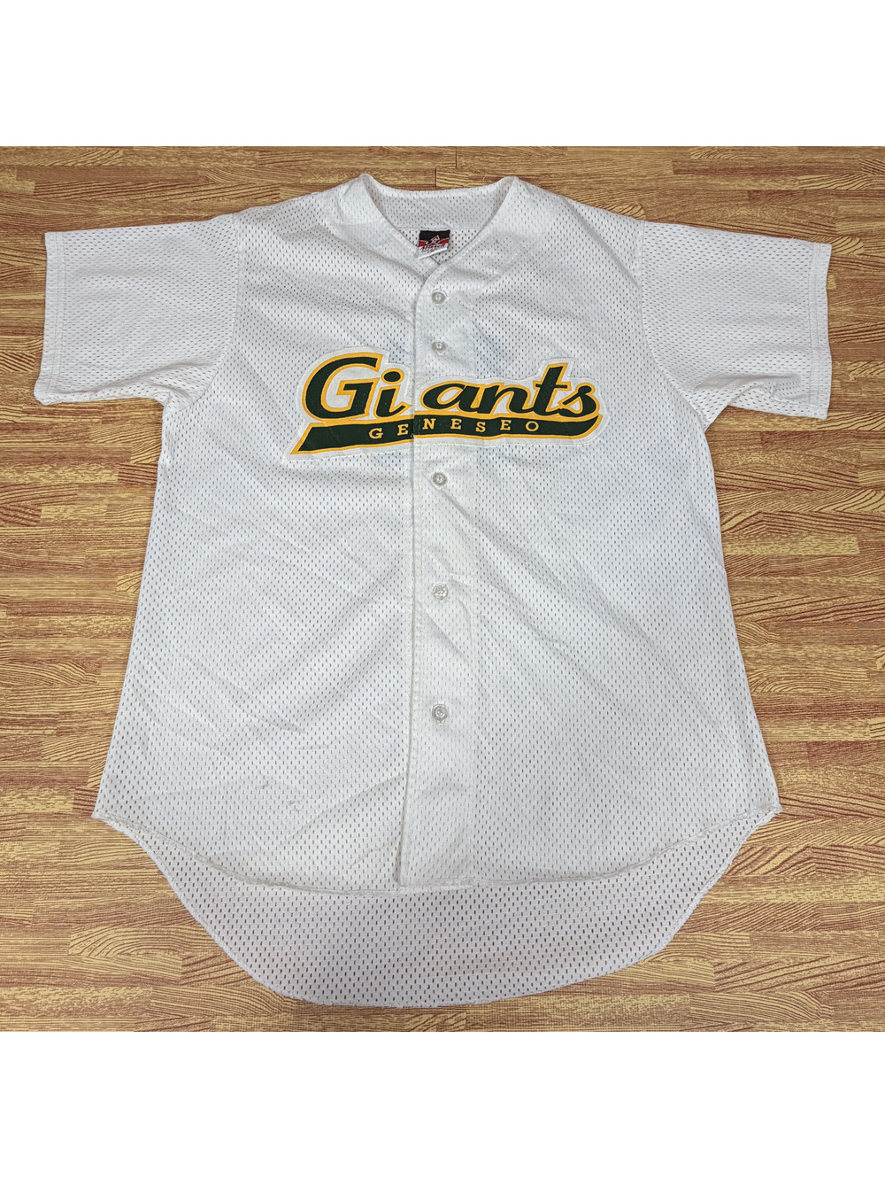 Vintage Alleson Athletic Geneseo Giants #11 Baseball Jersey Mens M White Mesh